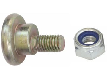 Messerschraube M 10 x 32, Ø Kopf 30 mm, Ø Bund 18 mm, mit Sicherungsmutter, für Vicon Messerschraube M 10 x 32, Ø Kopf 30 mm, Ø Bund 18 mm, mit Sicherungsmutter, für Vicon