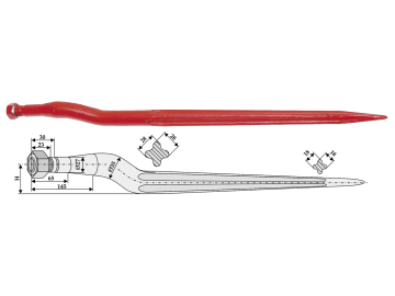 Industriehof® Frontladerzinken 800 mm; 905 mm; 930 mm; 1.000 mm, M 20 x 1,5, spitz, gekröpft, für Strautmann Industriehof® Frontladerzinken 800 mm; 905 mm; 930 mm; 1.000 mm, M 20 x 1,5, spitz, gekröpft, für Strautmann