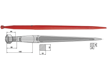 Industriehof® Frontladerzinken 900 mm, M 20 x 1,5, spitz, gerade, für Kverneland, 18912 Industriehof® Frontladerzinken 900 mm, M 20 x 1,5, spitz, gerade, für Kverneland, 18912