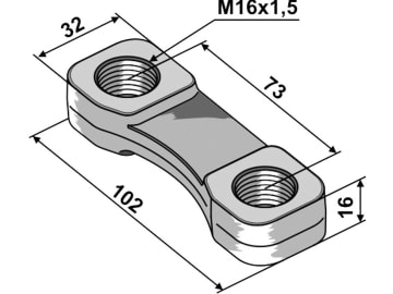 Industriehof® Bügelmutter M 16 x 1,5, Abstand Bohrungen 73 mm, Lemken, 51-16BM-4 Industriehof® Bügelmutter M 16 x 1,5, Abstand Bohrungen 73 mm, Lemken, 51-16BM-4