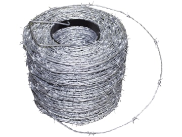 Attinger Stacheldraht 4-spitzig, 2-drähtig, besonders eng besetzt verzinkt 2,5 mm 200 m Attinger Stacheldraht 4-spitzig, 2-drähtig, besonders eng besetzt verzinkt 2,5 mm 200 m