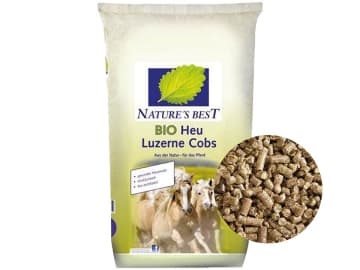 NATURE´S BEST BIO Heu Luzerne Cobs biotaugliches Cobs mit hohen nativen Gehalten an Aminosäuren für Pferde zum Einweichen 25 kg Sack NATURE´S BEST BIO Heu Luzerne Cobs biotaugliches Cobs mit hohen nativen Gehalten an Aminosäuren für Pferde zum Einweichen 25 kg Sack