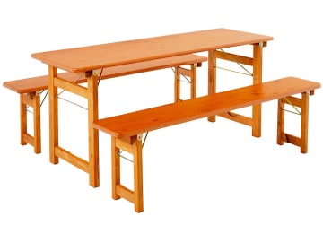 RUKU Bierzeltgarnitur Rustica 3-tlg., 180 cm, 67 cm breiter Tisch Kiefer lasiert 3-teilig RUKU Bierzeltgarnitur Rustica 3-tlg., 180 cm, 67 cm breiter Tisch Kiefer lasiert 3-teilig