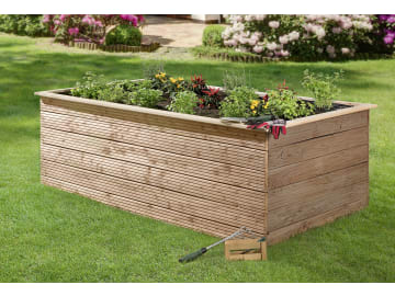Hochbeet 1.300 l aus Natur-Lärchenholz, 28 mm starke Bohlen 200 x 100 x 72 cm Hochbeet 1.300 l aus Natur-Lärchenholz, 28 mm starke Bohlen 200 x 100 x 72 cm