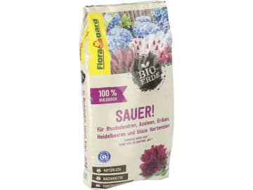 Floragard® Bio-Erde Sauer für Rhododendren, Azaleen, Heidelbeeren, Eriken und blaue Hortensien 40 l Sack Floragard® Bio-Erde Sauer für Rhododendren, Azaleen, Heidelbeeren, Eriken und blaue Hortensien 40 l Sack