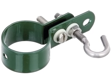 Attinger Schelle 40 mm für Geflechtspannstab 9 mm, Stahl, tannengrün, verzinkt; kunststoffummantelt Attinger Schelle 40 mm für Geflechtspannstab 9 mm, Stahl, tannengrün, verzinkt; kunststoffummantelt