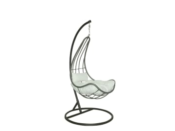 HOME DELUXE Polyrattan Hängesessel CAMA mit Gestell grau; schwarz; creme Hängeschaukel, Hängesesselgestell HOME DELUXE Polyrattan Hängesessel CAMA mit Gestell grau; schwarz; creme Hängeschaukel, Hängesesselgestell