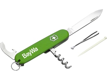 BayWa Taschenmesser mit 9 Funktionen: große Klinge, Korkenzieher, Drahtabisolierer, Kapselheber, Schraubendreher 5 mm, Dosenöffner, Ring, Zahnstocher und Pinzette BayWa Taschenmesser mit 9 Funktionen: große Klinge, Korkenzieher, Drahtabisolierer, Kapselheber, Schraubendreher 5 mm, Dosenöffner, Ring, Zahnstocher und Pinzette