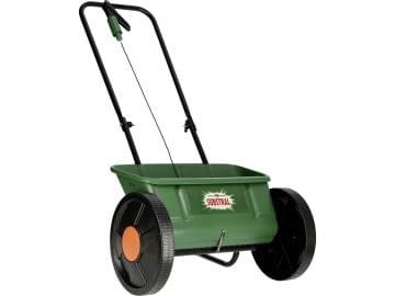 SUBSTRAL® Kastenstreuwagen mit Streu-Stopp Bügel am Griff Universal-Kastenstreuwagen zur Ausbringung von Rasendünger und Rasensamen SUBSTRAL® Kastenstreuwagen mit Streu-Stopp Bügel am Griff Universal-Kastenstreuwagen zur Ausbringung von Rasendünger und Rasensamen