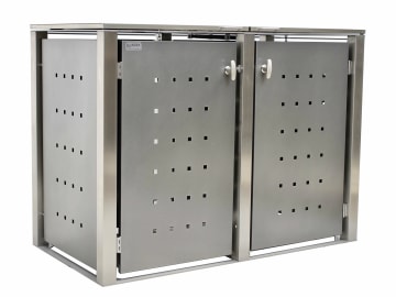 Indra 2er Mülltonnenbox Edelstahl mit Pulverbeschichtung Anthrazit 120 Liter Mülltonnenverkleidung, Müllbox, Mülltonnenhaus Indra 2er Mülltonnenbox Edelstahl mit Pulverbeschichtung Anthrazit 120 Liter Mülltonnenverkleidung, Müllbox, Mülltonnenhaus