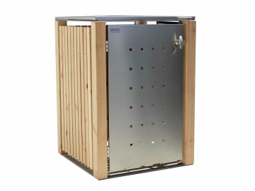 Indra 1er Mülltonnenbox Lärche 120 Liter eine Mülltonne bis 120 Liter 75 x 75 cm natur; silber Mülltonnenverkleidung, Müllbox, Mülltonnenhaus Indra 1er Mülltonnenbox Lärche 120 Liter eine Mülltonne bis 120 Liter 75 x 75 cm natur; silber Mülltonnenverkleidung, Müllbox, Mülltonnenhaus