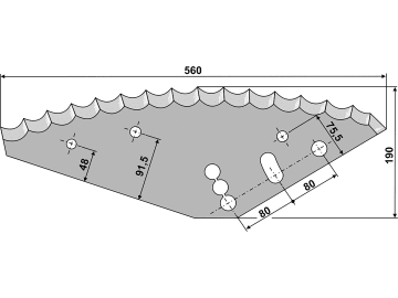 "Industriehof® Messer 560 x 190 x 5 mm, halbrund, gezahnt, neue Ausführung für Futtermischwagen Mayer Siloking", 70-271 "Industriehof® Messer 560 x 190 x 5 mm, halbrund, gezahnt, neue Ausführung für Futtermischwagen Mayer Siloking", 70-271