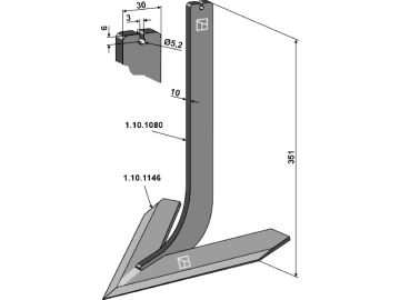 Industriehof® Hackscharstiel 348 x 30 x 10 mm, mit Schar 240 mm, für Steketee, 1.10.1162 Industriehof® Hackscharstiel 348 x 30 x 10 mm, mit Schar 240 mm, für Steketee, 1.10.1162