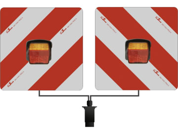 Warntafel "Folie Typ 1" links/rechts, einseitig, mit Schlussleuchte "ROM IV" mit Blinkerausfallkontrolle, 423 x 423 mm Warntafel "Folie Typ 1" links/rechts, einseitig, mit Schlussleuchte "ROM IV" mit Blinkerausfallkontrolle, 423 x 423 mm
