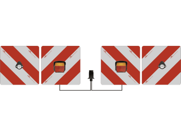 Warntafel "Folie Typ 1" links/rechts, beidseitig, mit Positionsleuchte vorn, Schlussleuchte ROM IV mit Blinkerausfallkontrolle, 423 x 423 mm Warntafel "Folie Typ 1" links/rechts, beidseitig, mit Positionsleuchte vorn, Schlussleuchte ROM IV mit Blinkerausfallkontrolle, 423 x 423 mm