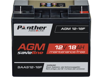 Panther Starterbatterie 12 V/18 Ah AGM, für Freizeit, Kommunikation und Energiegewinnung, SAAS12-18F Panther Starterbatterie 12 V/18 Ah AGM, für Freizeit, Kommunikation und Energiegewinnung, SAAS12-18F