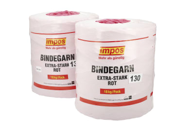 Impos 130 extrastark rot 2 Spulen à 9 kg Pressengarn für Quaderballen, Heu- und Silageballen Impos 130 extrastark rot 2 Spulen à 9 kg Pressengarn für Quaderballen, Heu- und Silageballen