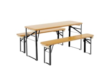 RUKU kleine Bierzeltgarnitur Bambini 3-tlg., 110 cm, 40 cm breiter Tisch Kiefer lasiert 3-teilig RUKU kleine Bierzeltgarnitur Bambini 3-tlg., 110 cm, 40 cm breiter Tisch Kiefer lasiert 3-teilig