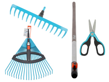 GARDENA combisystem Set "Rechen" bestehend aus cs Rechen 14 Zinken + cs Holzstiel 130 cm + cs-Kunststoff-Verstellbesen + GRATIS SchnippSchnapp Gartenschere GARDENA combisystem Set "Rechen" bestehend aus cs Rechen 14 Zinken + cs Holzstiel 130 cm + cs-Kunststoff-Verstellbesen + GRATIS SchnippSchnapp Gartenschere