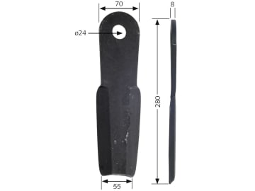 Industriehof® Schlegelmesser links/rechts 280 x 55 x 8 mm, Bohrung 24 mm, für Doppstadt, Epoke Fräsen Industriehof® Schlegelmesser links/rechts 280 x 55 x 8 mm, Bohrung 24 mm, für Doppstadt, Epoke Fräsen