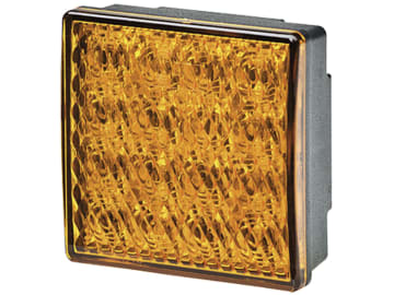 Hella® LED-Blinkleuchte eckig, vorn/hinten links/rechts, 80 x 80 x 33,7 mm, 24 LEDs, E4 61970, 12 - 24 V DC Hella® LED-Blinkleuchte eckig, vorn/hinten links/rechts, 80 x 80 x 33,7 mm, 24 LEDs, E4 61970, 12 - 24 V DC