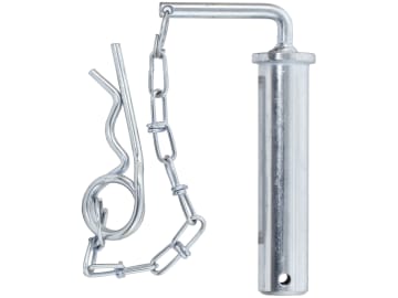 Anhängebolzen komplett mit Kette und Federstecker, doppelt gebogen, C 135 mm Anhängebolzen komplett mit Kette und Federstecker, doppelt gebogen, C 135 mm