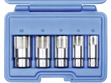 KUNZER Steckschlüsselsatz "HEX" 3/8 ", 5-teilig, für die Montage von Hydraulik-, Luft- und Gas-Winkelstücken, 7WSL05 KUNZER Steckschlüsselsatz "HEX" 3/8 ", 5-teilig, für die Montage von Hydraulik-, Luft- und Gas-Winkelstücken, 7WSL05