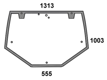 Heckscheibe, grün, für Fiat G 170, 190, 210, 240-Kabine G-Serie, Ford 70er-Serie (ab 1996)-Kabine Ford 70/70A Heckscheibe, grün, für Fiat G 170, 190, 210, 240-Kabine G-Serie, Ford 70er-Serie (ab 1996)-Kabine Ford 70/70A