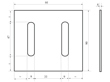 Abstreifer 90 x 95 x 4 mm, Bohrung L x B 42 x 8,5 mm für Zahnpackerwalzen Abstreifer 90 x 95 x 4 mm, Bohrung L x B 42 x 8,5 mm für Zahnpackerwalzen