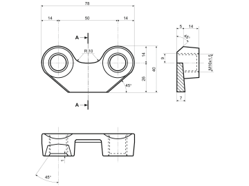 Bügelmutter M 16 x 1,5 Abstand Bohrungen 50 mm, für Maschio Kreiselegge DC, DL, DS Bügelmutter M 16 x 1,5 Abstand Bohrungen 50 mm, für Maschio Kreiselegge DC, DL, DS