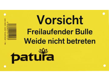 Patura Warnschild "Vorsicht freilaufender Bulle - Weide nicht betreten", Kunststoff, 160201 Patura Warnschild "Vorsicht freilaufender Bulle - Weide nicht betreten", Kunststoff, 160201
