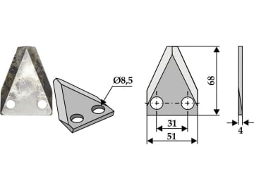 Industriehof® Fräsmesserklinge gerade, 68 x 51 x 4 mm, für Frasto, Walker Futtermischwagen, 70-203 Industriehof® Fräsmesserklinge gerade, 68 x 51 x 4 mm, für Frasto, Walker Futtermischwagen, 70-203