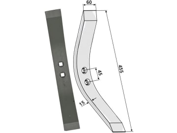 Industriehof® Schmalschar 455 x 60 mm für Schwergrubberstiele, Lemken "Achat", "Tured", 101.LEM-03 Industriehof® Schmalschar 455 x 60 mm für Schwergrubberstiele, Lemken "Achat", "Tured", 101.LEM-03