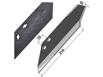 Industriehof® Scharflügel links/rechts, 310 mm, Abstand Bohrungen 70 mm für Pöttinger Grubber Synkro Industriehof® Scharflügel links/rechts, 310 mm, Abstand Bohrungen 70 mm für Pöttinger Grubber Synkro