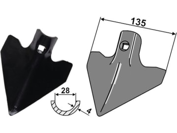 Industriehof® Hackschar, Arbeitsbreite 135 mm, Stärke 4 mm für Kongskilde, 1.01019785 Industriehof® Hackschar, Arbeitsbreite 135 mm, Stärke 4 mm für Kongskilde, 1.01019785