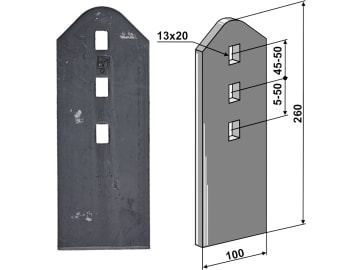 Industriehof® Verschleißteil 260 x 100 x 8 mm für Dal-Bo, Doublet-Record, HE-VA, Väderstad, 101.IND-202 Industriehof® Verschleißteil 260 x 100 x 8 mm für Dal-Bo, Doublet-Record, HE-VA, Väderstad, 101.IND-202