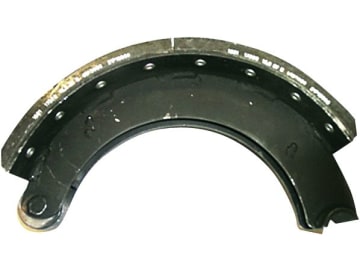 Bremsbacke, 406 x 120 mm, alte Ausführung mit Rolle und Auge, für Radbremse ADR A 910, Schnellläufer Bremsbacke, 406 x 120 mm, alte Ausführung mit Rolle und Auge, für Radbremse ADR A 910, Schnellläufer