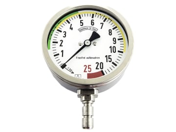 Holder Manometer Ø 100 mm, 1/4" AG unten, Betriebsdruck 0 bis 25 bar, 137640 Holder Manometer Ø 100 mm, 1/4" AG unten, Betriebsdruck 0 bis 25 bar, 137640