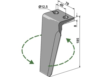 Industriehof® Kreiseleggenzinken links/rechts 70 x 185 x 8 mm, Bohrung 12,5 mm für Agromec, Muratori Industriehof® Kreiseleggenzinken links/rechts 70 x 185 x 8 mm, Bohrung 12,5 mm für Agromec, Muratori