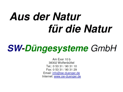SW Düngesysteme SW Düngesysteme