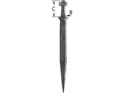 Eggenzinken, 150 mm, M 12, gerade, Qualitäts-Rundstahl gesenkgeschmiedet, ungehärtet, Naturhart C 45