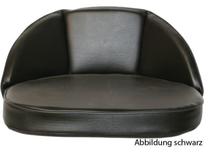 Sitzkissen, schwarz, Kunstleder, 1-teilig mit 20 cm Rücken, Riemenbefestigung Sitzkissen, schwarz, Kunstleder, 1-teilig mit 20 cm Rücken, Riemenbefestigung