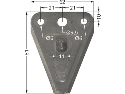 ESM Messerklinge 81 x 62 x 2,65 mm, glatt, mit Pilz, für Busatis, 267 1171