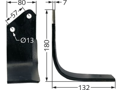 Fräsmesser 180 x 80 x 7 mm Bohrung 13 mm links/rechts für Howard Bodenfräse HED, HE, HAI, E