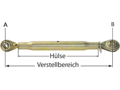 Oberlenker A 20,25 mm; B Kat. 2, M 30 x 3,5, Hülse gelb verzinkt, für John Deere