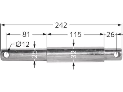 Oberlenker-Stufenbolzen Kat. 3/2, 242 mm x 25 mm; 32 mm