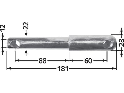 Unterlenker-Stufenbolzen Kat. 1/2, Länge 181 mm, Ø 22 mm; 28 mm