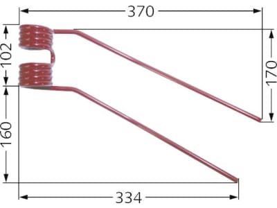 Kreiselheuerzinken rechts rot 370 x 262 x 9 mm für Deutz-Fahr Kreiselheuer KH 2 N, 4 N,6 N