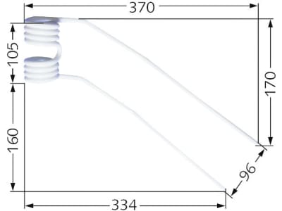 Kreiselheuerzinken links weiß 370 x 265 x 9 mm für Deutz-Fahr Kreiselheuer KH 2 N, 4 N,6 N