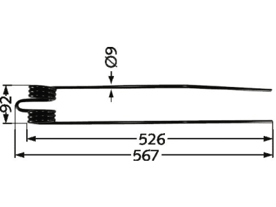 Schwaderzinken 567 x 92 x 9 mm für Deutz-Fahr Kreiselschwader